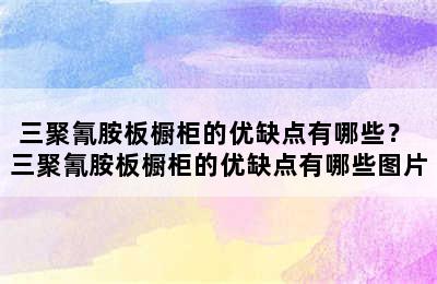 三聚氰胺板橱柜的优缺点有哪些？ 三聚氰胺板橱柜的优缺点有哪些图片